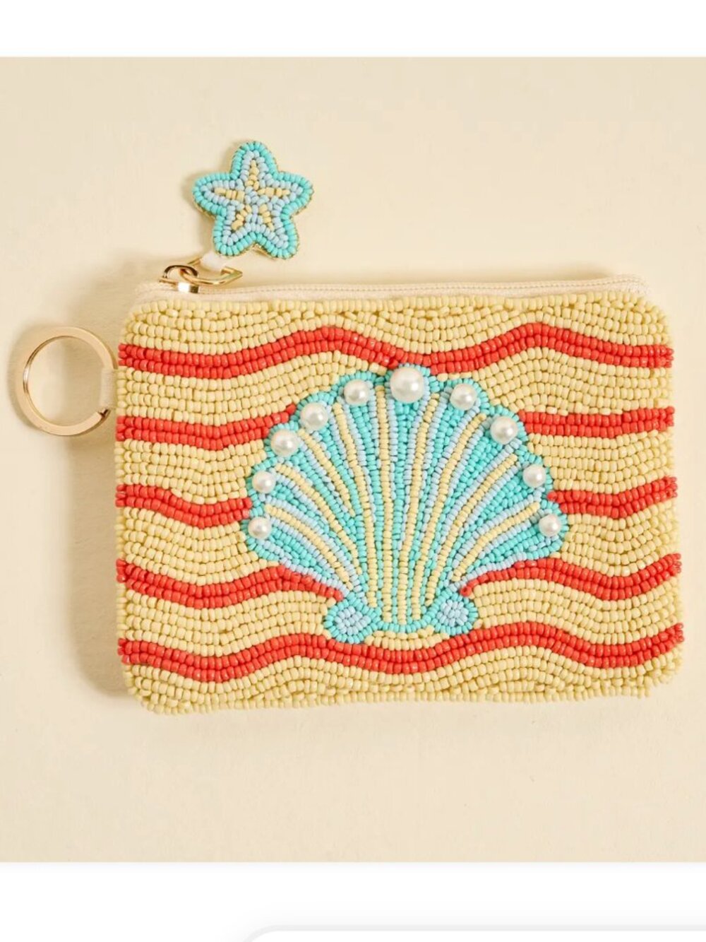 Hand-Beaded Coastal Pouch